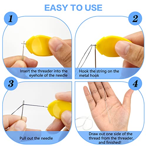 Needle Threaders Tool Set 19 in 1 for Hand Sewing, Sewing Machine, DIY (5 Pcs Gourd Shaped Threaders + 5 Pcs Thumb Shaped Threaders + 2 Pcs Drawstring Threaders + 2 Pcs Seam Rippers + 5Pcs Needles)…