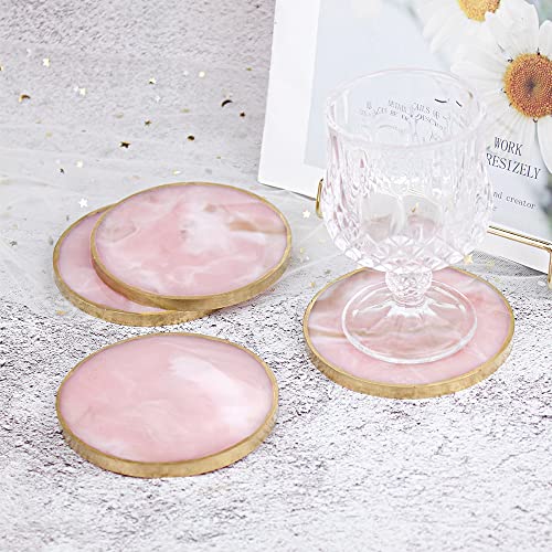 ResinWorld 4 Pack 4 inches Round Coaster Molds, Thick Coaster Silicone Molds for Resin Casting, Geode Aagte Silicone Coaster Epoxy Casting Mold