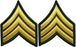 Set 2 U.S. Army Sergeant E-5 Stripe Army Uniform Chevron Rank Sew on Iron on Arm Shoulder Embroidered Applique Patch - Gold on Green - By Ranger Return (RR-IRON-SERG-E503-GRGL-SET2)