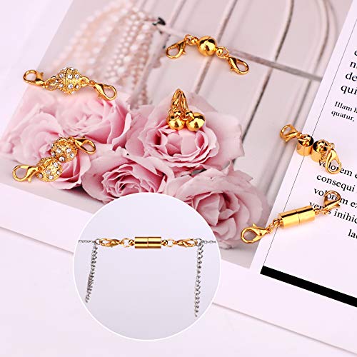 LUTER 12Pcs Locking Magnetic Jewelry Clasp Magnetic Lobster Clasp Necklace Clasps and Closures Bracelet Extender for Jewelry Making (Gold and Silver)