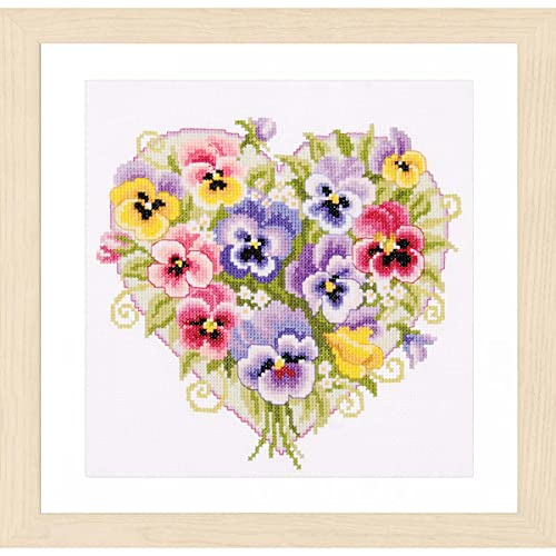 Vervaco Counted Cross Stitch Kit: Pansies in Heart Shape