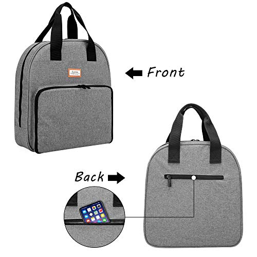 CURMIO Embroidery Bag, Portable Embroidery Project Storage for Embroidery Hoops, Floss, and Cross Stitch Supplies, Bag ONLY, Grey (Patented Design)
