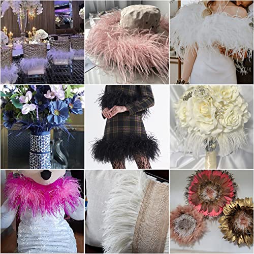 AMZTKDIY Ostrich Feathers Sewing Fringe Trim Ribbon for Crafts Clothes Accessories Latin Wedding Dress DIY 2 Yards 4-6inch Width (5 Yards, Golden)