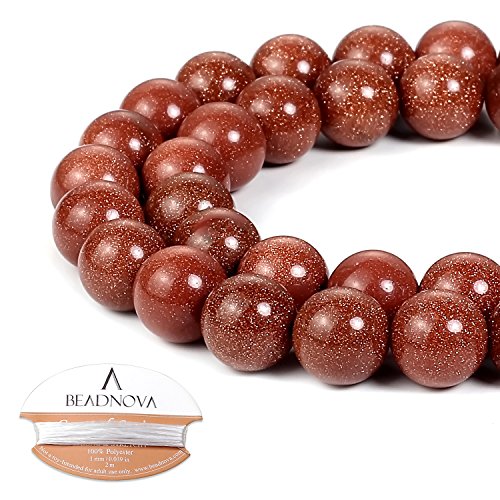 BEADNOVA 10mm Natural Gold Sandstone Gemstone Round Loose Beads for Jewelry Making (38-40pcs)