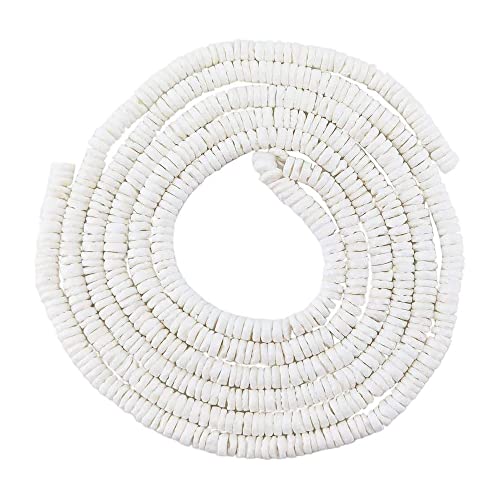INSPIRELLE 48 Inch White Heishi Beads for Jewelry Making, 8mm Puka Shells Bead Strand, Natural Thin Flat Seashell Beads for Bracelets Necklaces Chokers and Anklets, African Disc Spacers