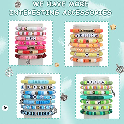 QUEFE 9000pcs, 72 Colors Clay Beads for Bracelet Making Kit, Bracelet Making Kit for Girls 8-12, Polymer Heishi Beads, Letter Beads for Jewelry Making, for Gifts, Crafts, Preppy