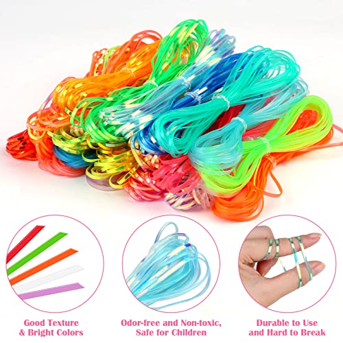 Lanyard String Kit, Cridoz 25 Bundles Gimp String Plastic Lacing Cord with 20pcs Snap Clip Hooks and Keyrings for Boondoggle Crafts, Bracelets and Lanyard Weaving (Laser Colors & Glow in Dark Colors)