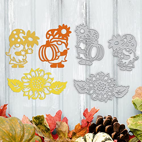 Thanksgiving Autumn Pumpkin Metal Cutting Die for Card Making, Fall Dwarf Dies Sets Gnome Flowers Die Cuts Stencils Embossing Template for DIY Scrapbooking Craft and Photo Album Decorations