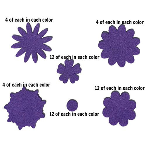 240 Piece - Craft Felt Flowers - Assorted Color Felt Flower Shapes - by Wildflower Toys