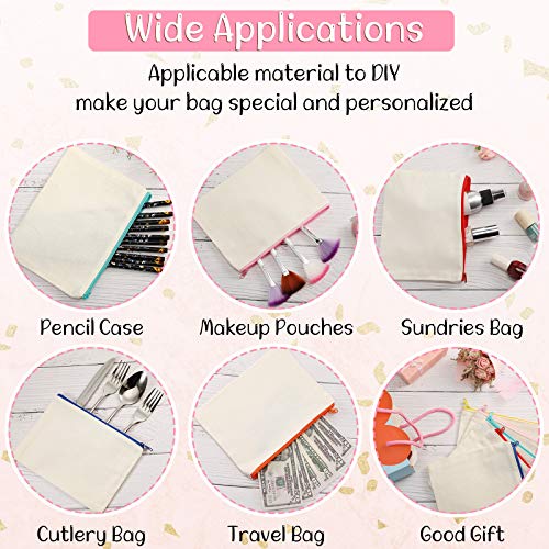 40 Pieces Canvas Zipper Pouch Bags Canvas Pencil Pouch Canvas Makeup Bags Blank Canvas Pencil Case Canvas Cosmetic Bag for Travel DIY Craft School (7.87 x 5.70 Inches, M)