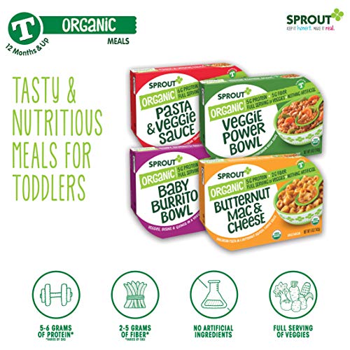 Sprout Organic Baby Food, Toddler Meals, Veggie Burrito Bowl with Beans & Quinoa, 5 Oz Bowl (8 Count)