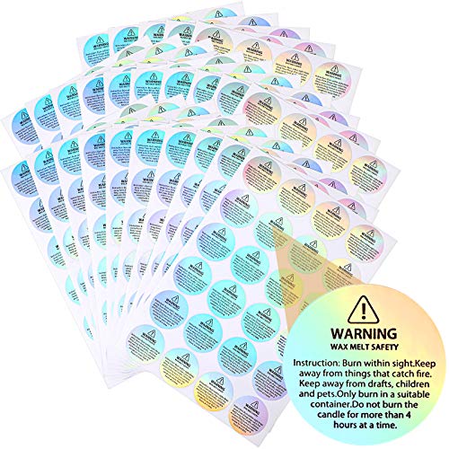 Holographic Candle Warning Labels Candle Jar Container Stickers Wax Melting Safety Stickers for Candle Jars Tins Containers Candle Making Supplies (600)