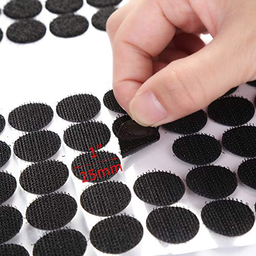 MYUREN Sticky Back Coins Black Self Adhesive Dots 500pcs(250 Pairs) 1" Diameter Hook and Loop Dots Taps Perfect for School, Office