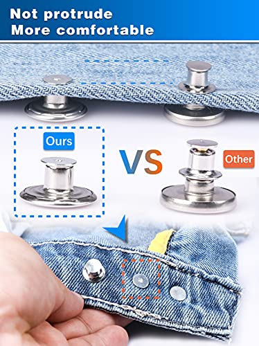 Jeans Button Replacement No Sew: YUANHANG 24 Sets Metal Buttons for Pants - Instant Adjustable Button - Tighten Waist Size by 1 Inch or Extend an Extra Inch - Contains A Removable Screwdriver