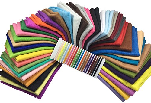 Misscrafts 42pcs 8"X8" 1.5mm Thick Soft Felt Nonwoven Fabric Sheet Pack DIY Craft Patchwork Sewing Square Assorted Colors with Thread Bag