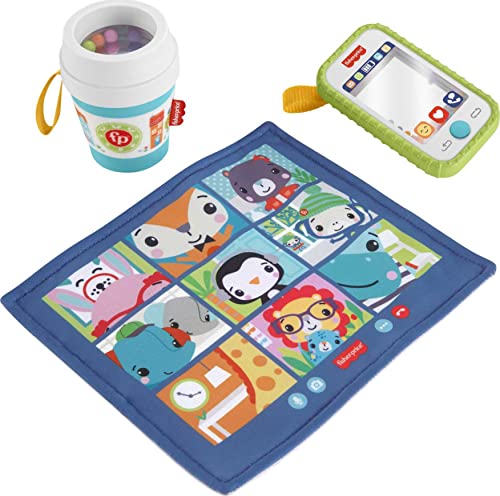 Fisher-Price Work From Home Gift Set, 3 take-along baby toys and teether for infants ages 3 months and up [Amazon Exclusive]