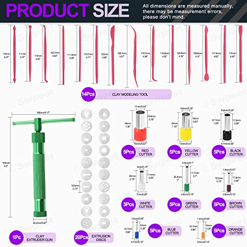 Swpeet 122Pcs Green Clay Extruder Gun and Fondant Cake Mold with Cookie Plunger Cutter Tool Polymer Clay Cutters Kit, Perfect for Clay Cake DIY Craft Cake Decorating Supplies Modeling Tool