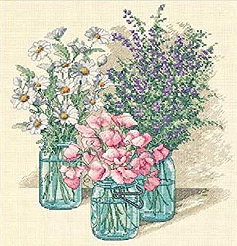 Dimensions 'Wildflower Trio' Counted Cross Stitch Kit, 14 Count Ivory Aida, 11" x 12"