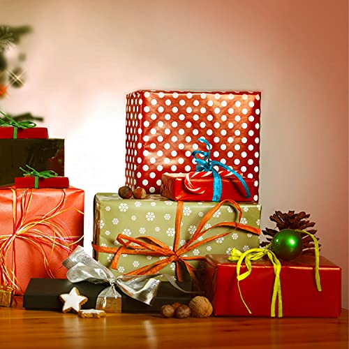 2624 Feet Christmas Raffia Ribbon,4 Rolls Raffia Paper Ribbon Christmas Gift Packing Ribbon for Gift Packing and Wrapping,DIY Craft, Holiday Decoration,656 Feet Each Roll (Orange,Pink,Blue,Yellow)