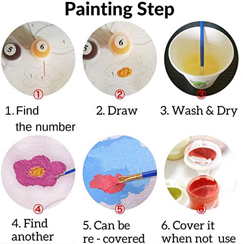 Hiolife Paint by Numbers for Kids & Adults & Beginner , DIY Canvas Painting Gift Kits 20 x 16 inch - Elephant - Without Frame