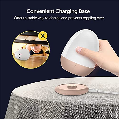 JolyWell Night Lights for Kids with Stable Charging Pad, Touch Control&Timer Setting, ABS+PC Baby Egg Lamp for Breastfeeding，Pink