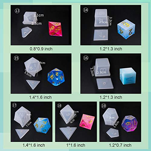 LET'S RESIN Dice Molds for Resin,Resin Dice Mold Set with Letter Number,Polyhedral Silicone Dice Molds for Resin Casting,3D Silicone Mold Kit for DIY Personalized Dices Making,Table Board Game