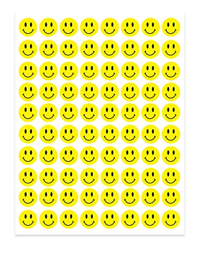 Hygloss Products Happy Smiley Face Yellow Dot Stickers - 2000 Labels - 1/2 Inch, 25 Sheets
