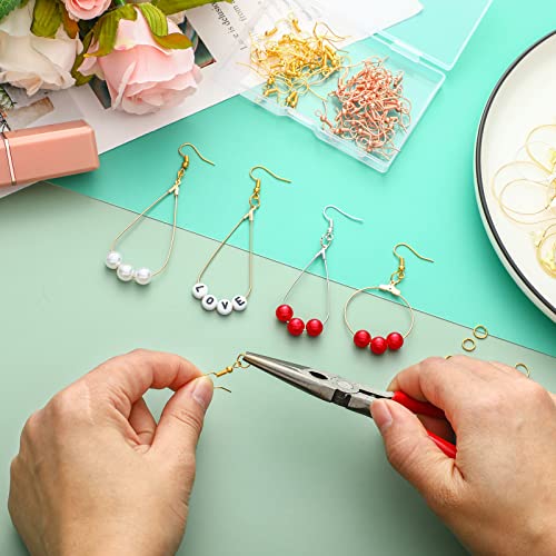 481 PCS Earring Making Kit 120 Silver Gold Rose Gold Earring Hooks 120 Open Jump Rings 120 Earring Backs 120 Teardrop and Round Beading Hoop Earring Supplies Component for Jewelry Making DIY Craft