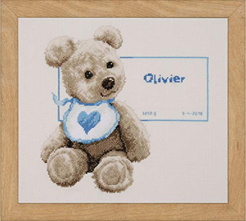 Vervaco Bear with Bib On Aida (14 Counted Cross Stitch Kit 10.5"X10.5"