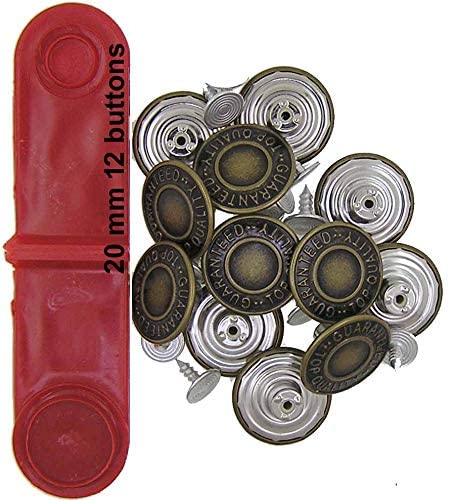 20 mm No-Sew Jean Tack Buttons w/Tool (CD114)