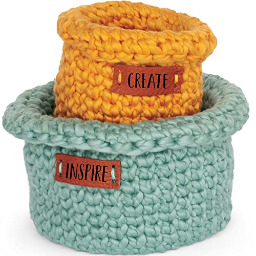 Boye Jonah's Hands Nesting Baskets Beginners Crochet Kit for Kids and Adults, Makes 2 Projects, Multicolor 7 Piece