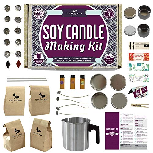 DIY Gift Kits Soy Candle Making Kit for Adults and Teens (49-Piece Set) Easy to Make Essential Oil Scented Wax Candles