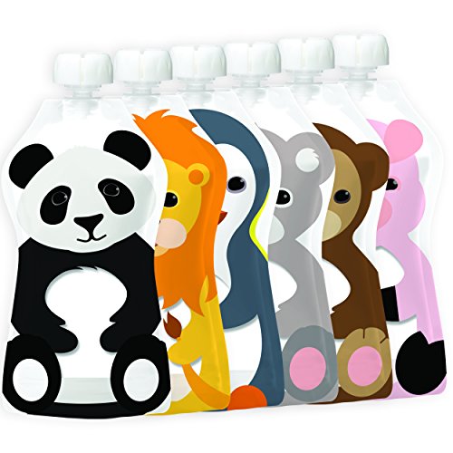 SQUOOSHI Reusable Baby Food Pouches - 5 oz - 6 Large Pouches - Baby Food Storage - Pouches Toddler - Refillable Squeeze Pouch for Kids