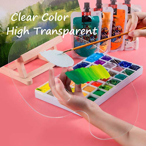 Acrylic Artist Paint Palette 11.8 x 7.9 inches Clear Oval Non-Stick Oil Paint Palette Mixing Transparent Easy Clean Art Paint Pallet (11.8 x 8 inch/2 PCS) (M)