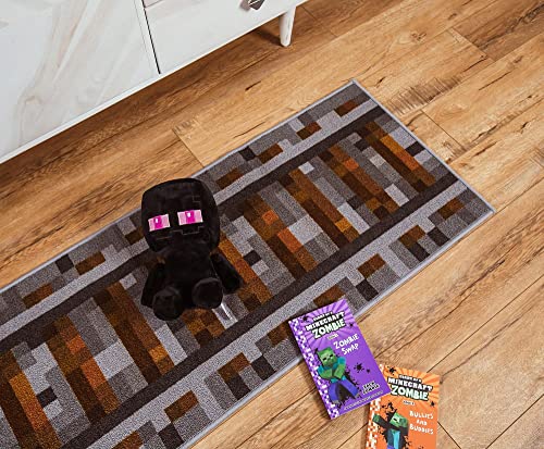 Minecraft Train Rail Area Rug | Indoor Floor Mat, Accent Rugs For Living Room and Bedroom, Home Decor For Kids Playroom | Video Game Gifts And Collectibles | 20 x 60 Inches