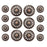 Bezelry Antique Copper Sun Metal Shank Blazer Button Set. 6 Pcs of 23mm, 8 Pcs of 15mm