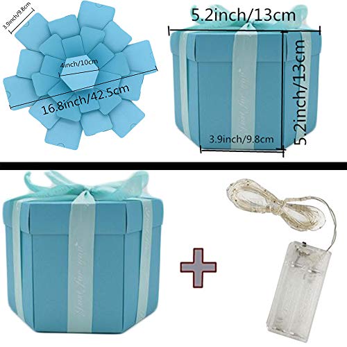 Creative Explosion Box -Gift Box Scrapbook DIY Photo Album Box for Birthday Anniversary Valentine Day Wedding(Upgrade Version) Blue.