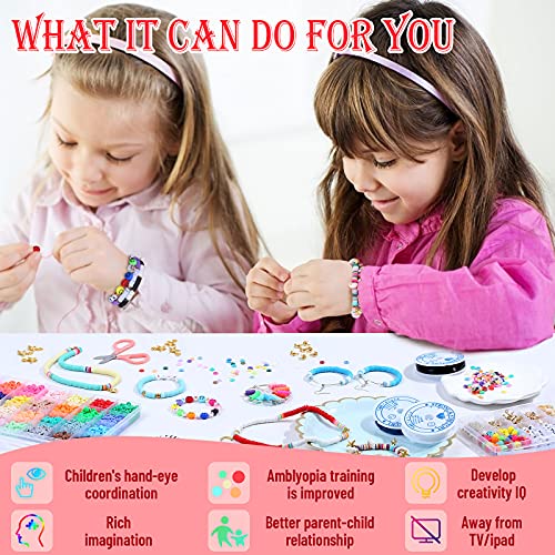 6110 Pcs Clay Beads for Bracelets Making 28 Colors Flat Round Polymer Spacer Beads with Pendants Letter Smiley Face Beads Charms Pendants for Necklace Earring DIY Craft Jewelry Making Kit Girls Gifts