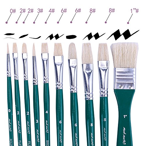 Mont Marte Artist Paint Brushes Set with Case, 10 Different Size, Oil, Nice Art Brushes for Kids &Artists