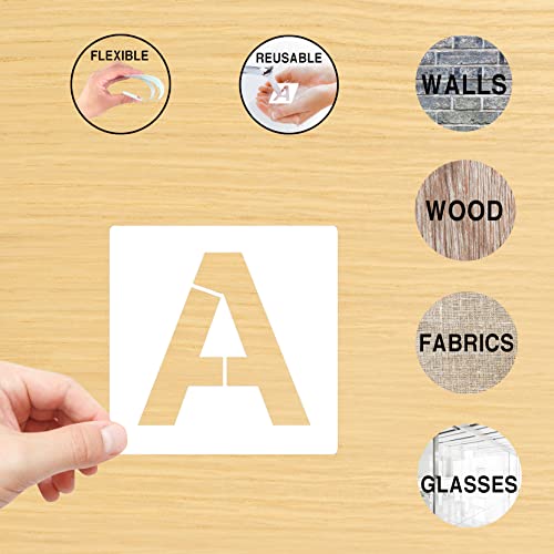 Mossdecal 36PCS Letter Stencils 2.5 inch Reusable Plastic, Small Alphabet Craft Stencils and Number, Letter Stencils for Painting on Wood, Wall, Fabric, Tracing, Rock, Chalkboard, Signage