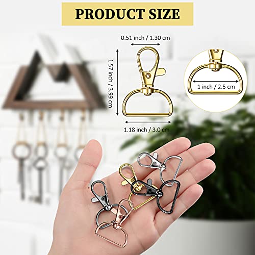 25 Pieces Metal Swivel Clasps Lanyard Snap Hooks Keychain Clip Hooks Lobster Claw Clasps Keychain Hook Clasps with D Rings for Keychain Purse Hardware Sewing Craft Project, 5 Colors, 25 mm