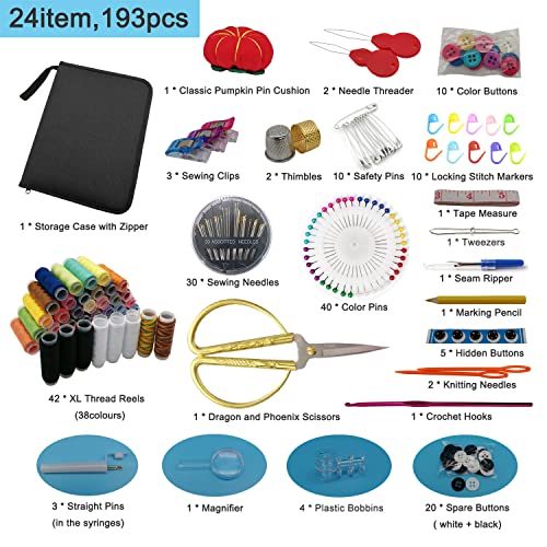 Sewing Kit for Adults, Sewing Needle and Thread Kit for Home, Travel, Emergency, Beginner(Large)