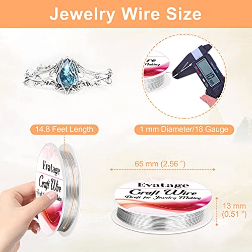 18 Gauge Wire for Jewelry Making, Evatage 6 Rolls Jewelry Craft Wire Tarnish Resistant Copper Beading Wire for Jewelry Making Supplies and Crafts