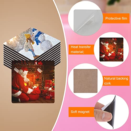 20 Pieces Sublimation Blank Refrigerator Magnets DIY Heat Transfer Fridge Magnets Square Round MDF Heat Transfer Blank Board Halloween Christmas DIY Sublimation Kitchen Whiteboard Decorative Magnets