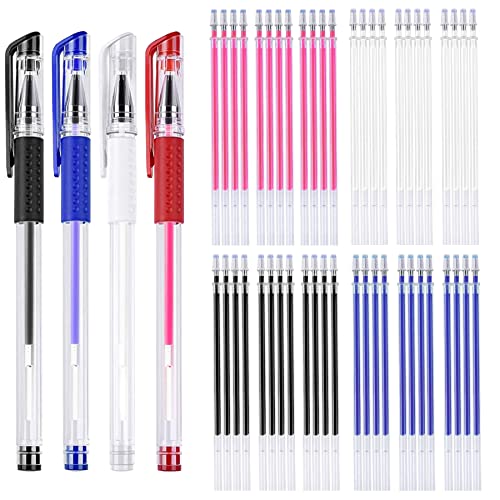 4 Pieces Heat Erasable Pens for Fabric with 28 Refills Fabric Marking Pens Fabric Markers for Quilting Sewing DIY Dressmaking Fabrics Tailors Chalk(32)