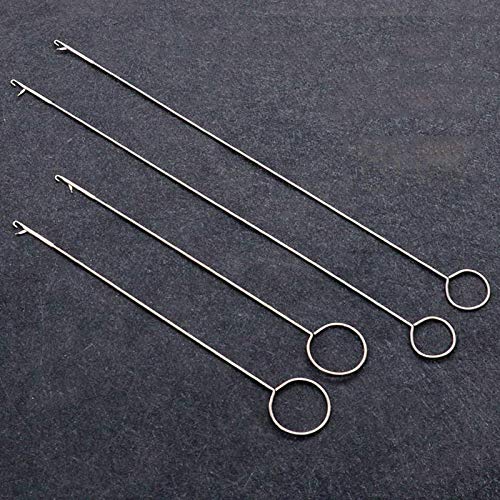 Needle Hook, 4 Pcs Stainless Steel Latch Hook Supplies, 2 Sizes Tongue Crochet Tool, Sewing Loop Hook with Latch DIY AccessoriesBent Latch Crochet (26.5cm, 16.5cm)