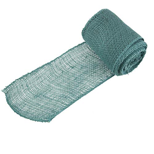 BambooMN 5.5" Inch Wide Color Burlap Fabric Jute Craft Ribbon Roll, 3 Rolls of 10 Yards, Steel Blue