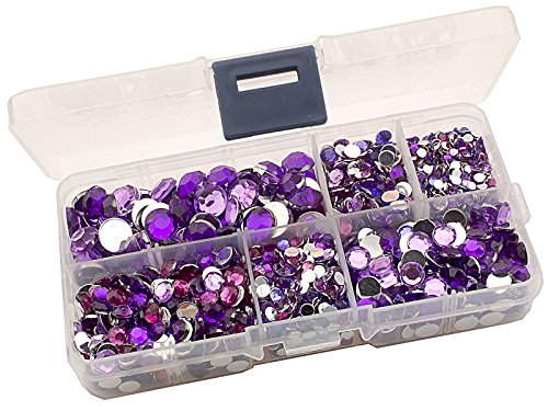 Summer-Ray 3mm to 10mm Purple Flat Back Rhinestone Collection in Storage Box