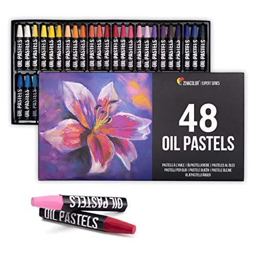 Zenacolor Oil Pastels for Artists (Set of 48) - pastel oil pastels for kids - High-Pigment Water-Resistant Oil Pastel Colors - Soft Texture, No Residue - Art Supplies for Artists