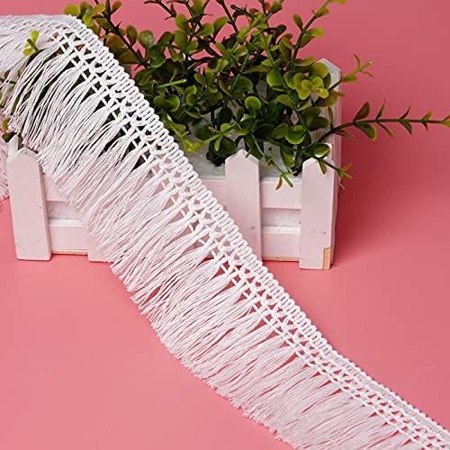 10 Yards X 6cm Wide Cotton Tassel Fringe Trim Lace Fibre Tassel Fringe Trim for Clothes Accessories DIY Sewing Craft Lamp Shade Decoration Wedding Dress